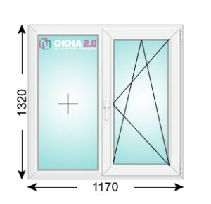 Размер двухстворчатого окна 1170 х 1320 мм