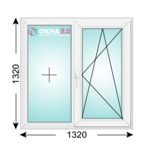 Размер двухстворчатого окна 1320 х 1320 мм