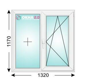 Размер двухстворчатого окна 1320 х 1170 мм