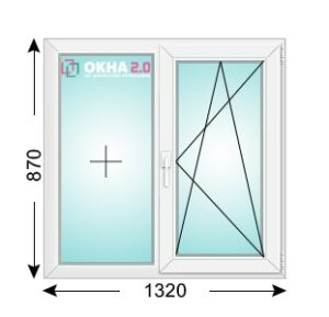 Размер двухстворчатого окна 1320 х 870 мм