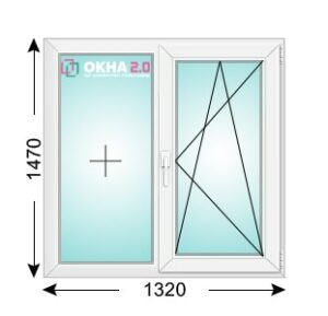 Размер двухстворчатого окна 1430 х 1470 мм