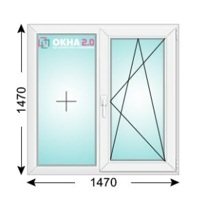 Размер двухстворчатого окна 1470 х 1470 мм