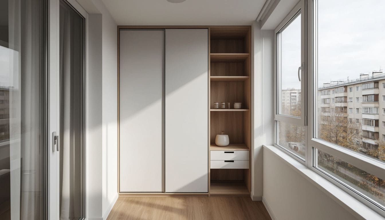 Встроенная мебель на балконе и лоджии