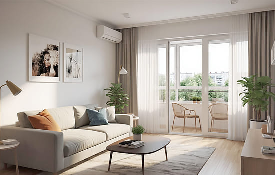 Гостиной с объединенным балконом