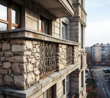 Усиление парапета и плиты балкона камнем