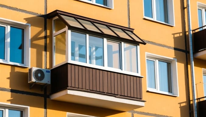 Конструкция зависимой крыши балкона