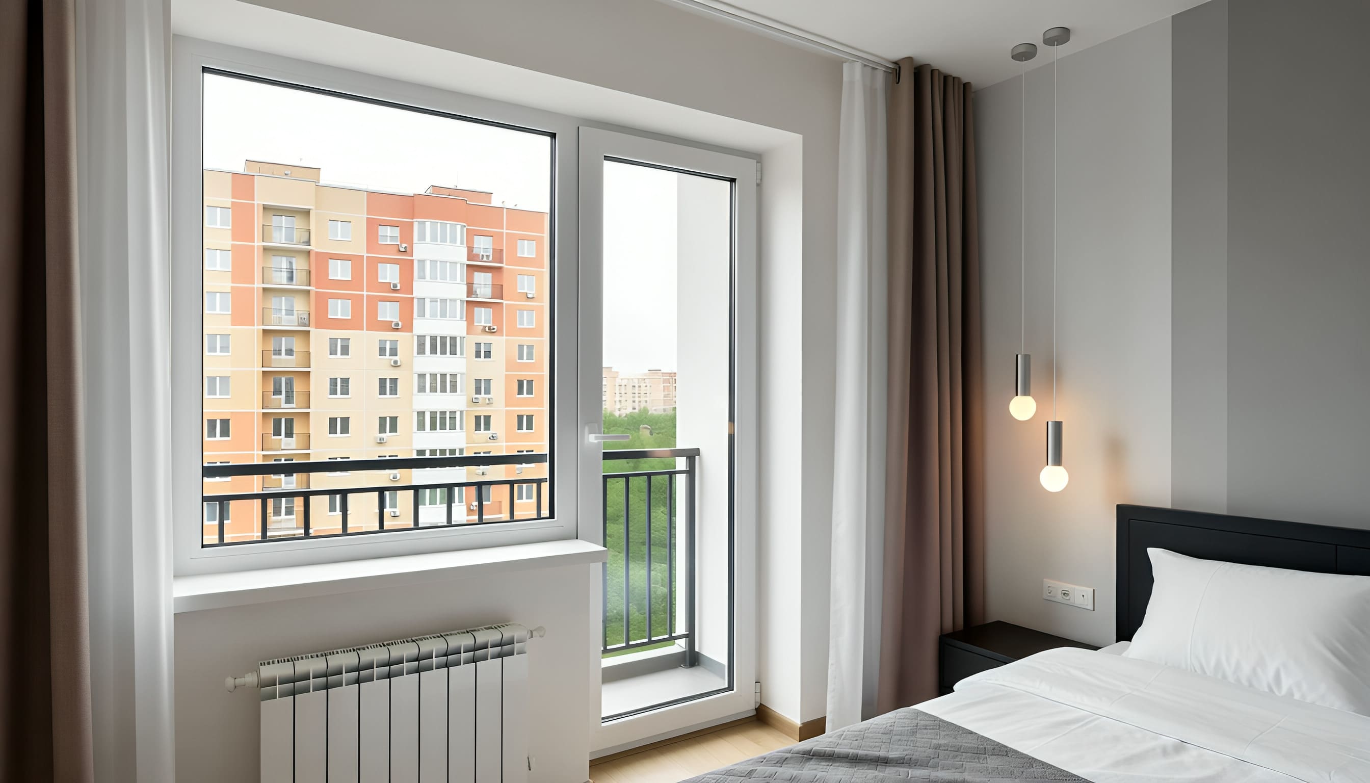 Установка балконных блоков с окнами